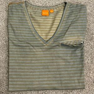Hugo Boss V neck striped shirt
